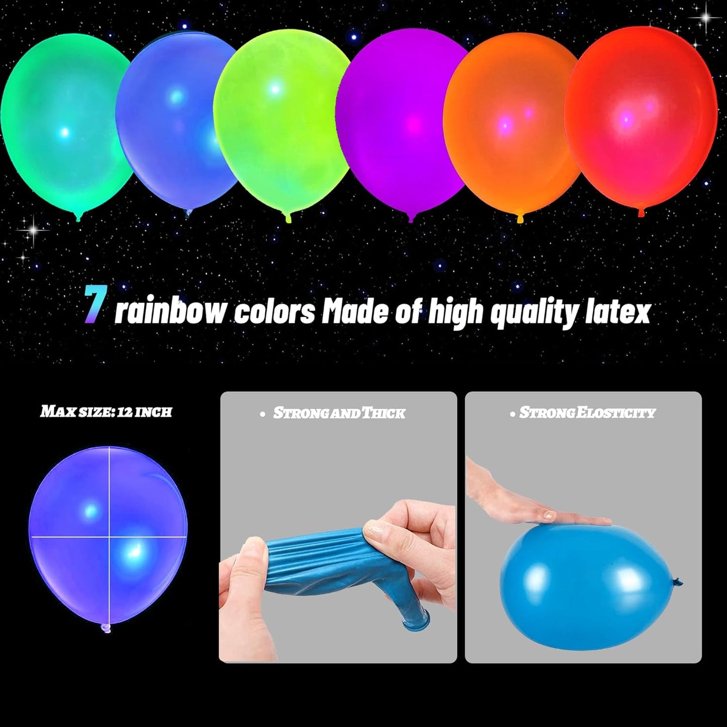 100 Pcs UV Neon Balloons, Blacklight Reactive Fluorescent Balloons 80s Theme Party Decorations Glow in the Dark for Birthday, Wedding, Neon Party, Glow Party Decorations Supplies