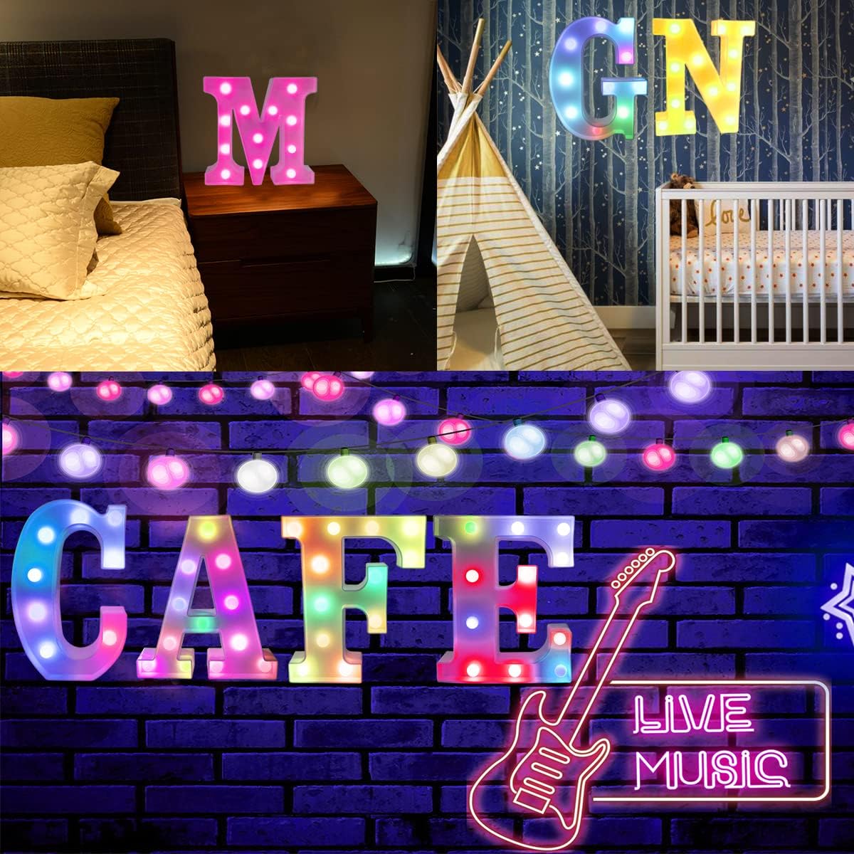 Light Up Colorful LED Marquee Letter lights, 18 Colors Changing Alphabet Letters Sign with Remote Timer for Night Light Girls Bedroom Wedding Birthday Party Lamp Christmas Home Bar Decor- Colorful G