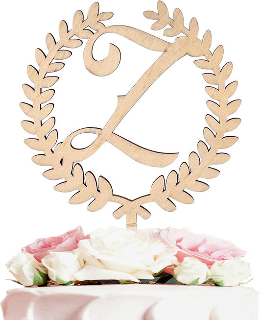 LINGTEER Personalized Inital Letter Z Wooden Cake Topper Perfect for Birthday Rustic Wedding Anniversary Keepsake Party Decoration