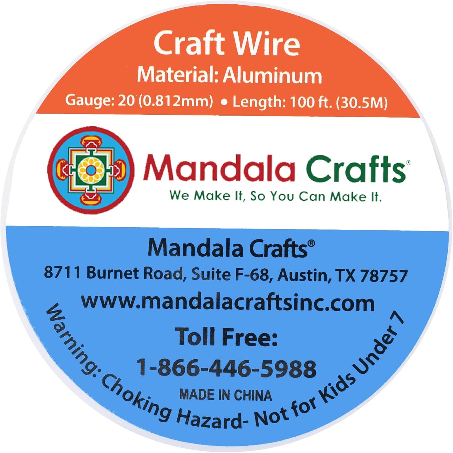 Mandala Crafts 20 Gauge Anodized Aluminum Craft Wire for Jewelry Making - 100 FT Colored Flexible Turquoise Wire - Bendable for Bonsai Armature Crafting Sculpting