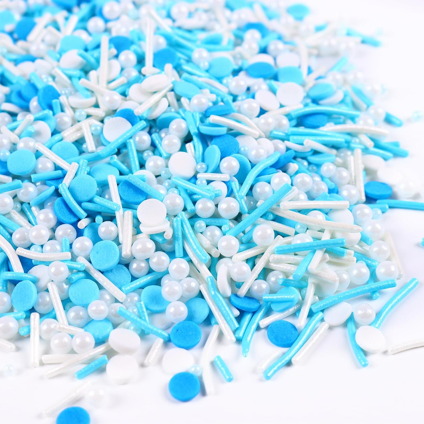 Edible Blue Sprinkles for Cake Decorating, Blue Confetti Sprinkles, Pearl Sprinkles, Jimmy Sprinkles for Cupcakes, Cookies, Chocolate, Candy, and Ice Cream Topping(120g/4.23oz)