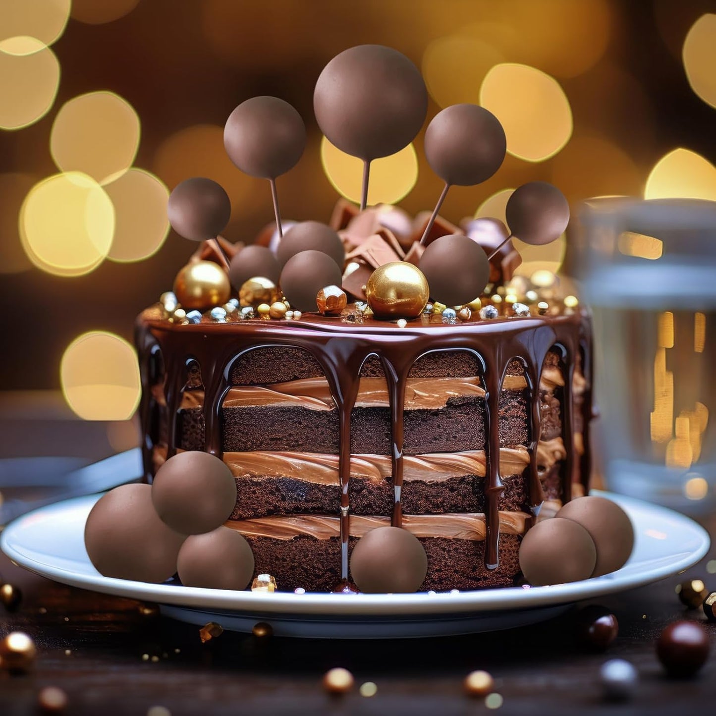 ASTARON 20 Pcs Ball Cake Topper Decorations Mini Balloons Cake Topper Sticks Brown Balls Cake Picks Cake Topper Balls Cake Decorations for Wedding Birthday Cake Decorations