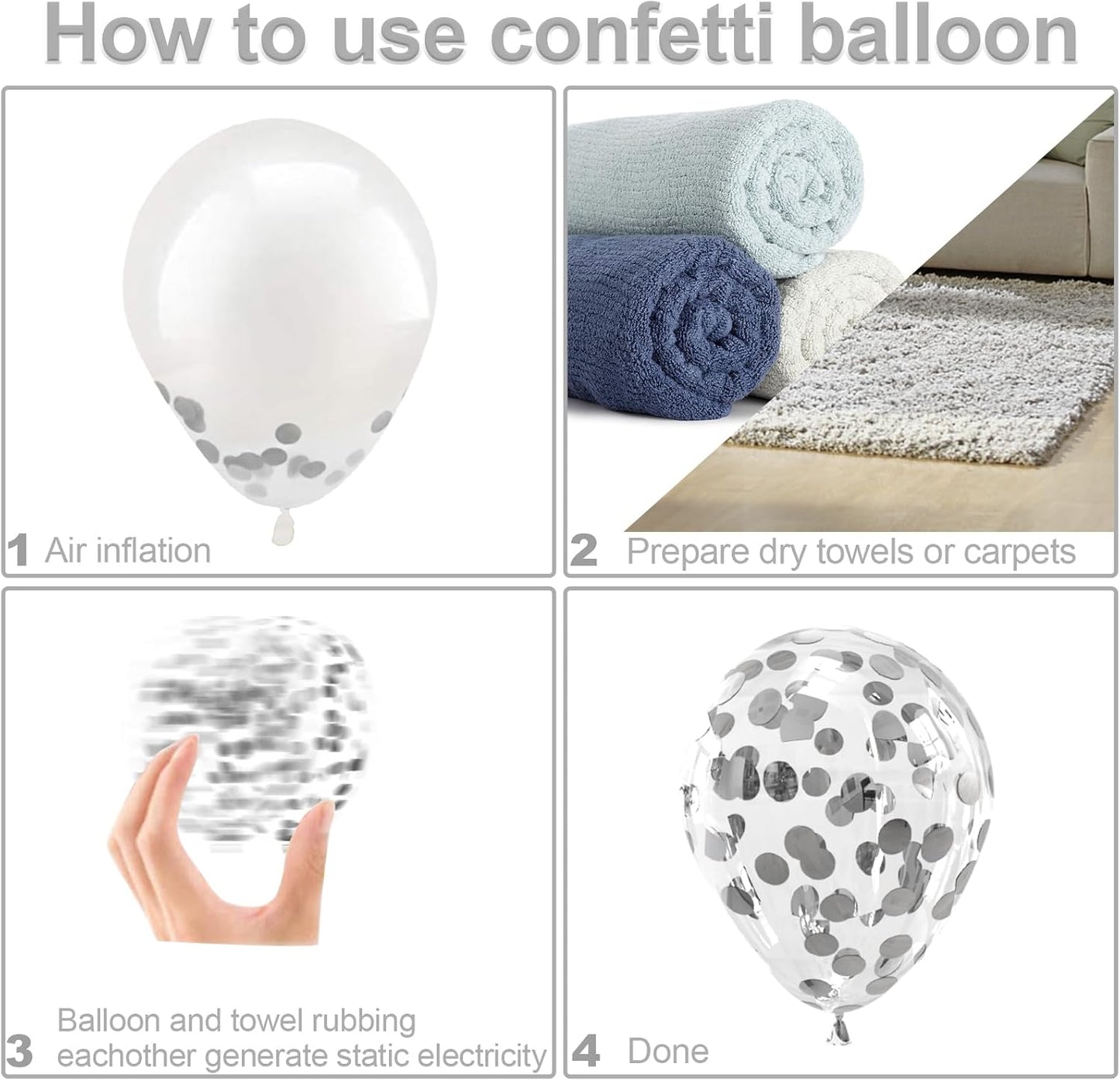 Bezente Silver Confetti Latex Party Balloons - 60 Pack 12 inch Helium Silver Confetti Glitter Balloons for Wedding Graduation Bridal Shower Birthday Engagement Party Decorations