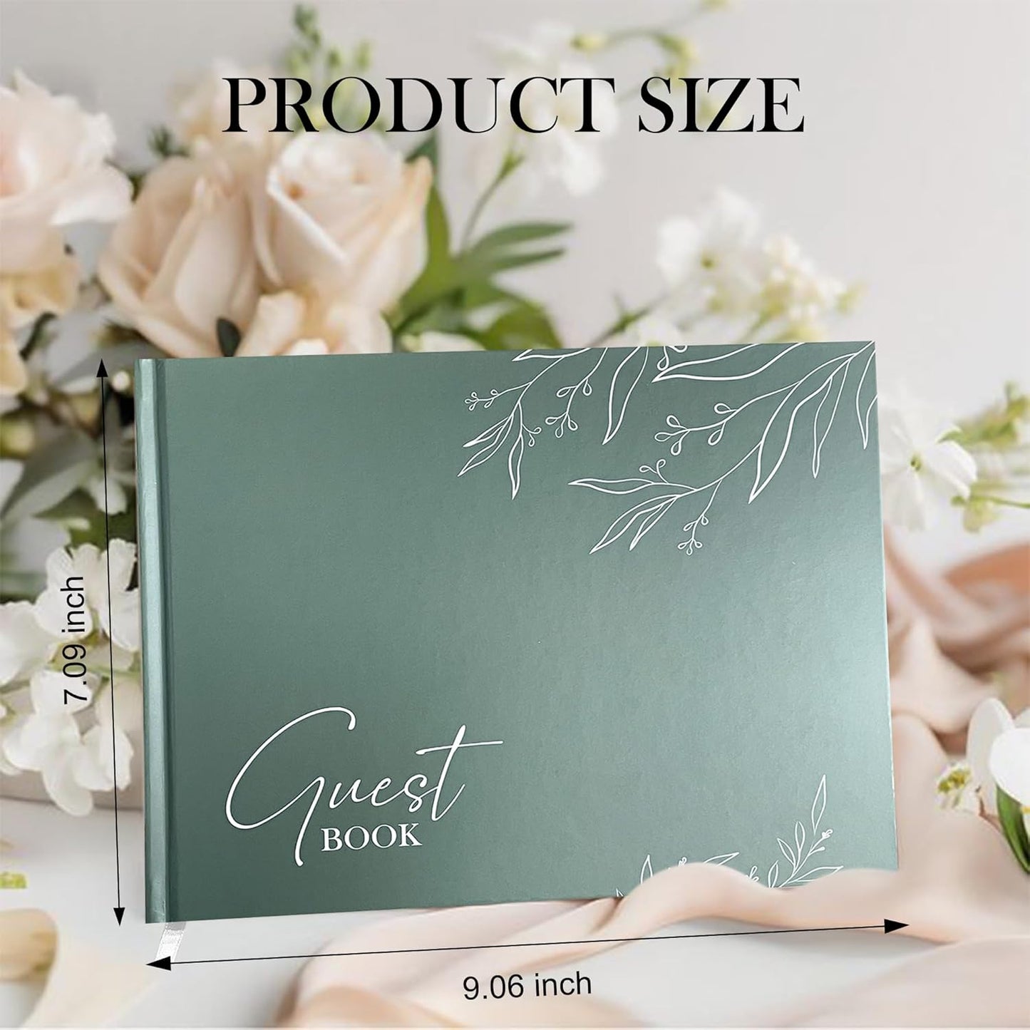 Mr&MrsGifts Elegant Wedding Guest Book Wedding Reception Hard Cover Guest Sign in Book for Bridal and Baby Shower(Sage Green)