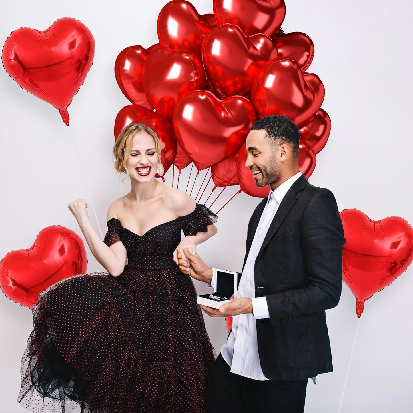 12 Pcs Heart Balloons, 18 inch Red Heart Shaped Balloons, Big Foil Helium Balloon, Love Foil Balloon for Wedding Baby Shower Anniversary Backdrop Valentine Party Decorations