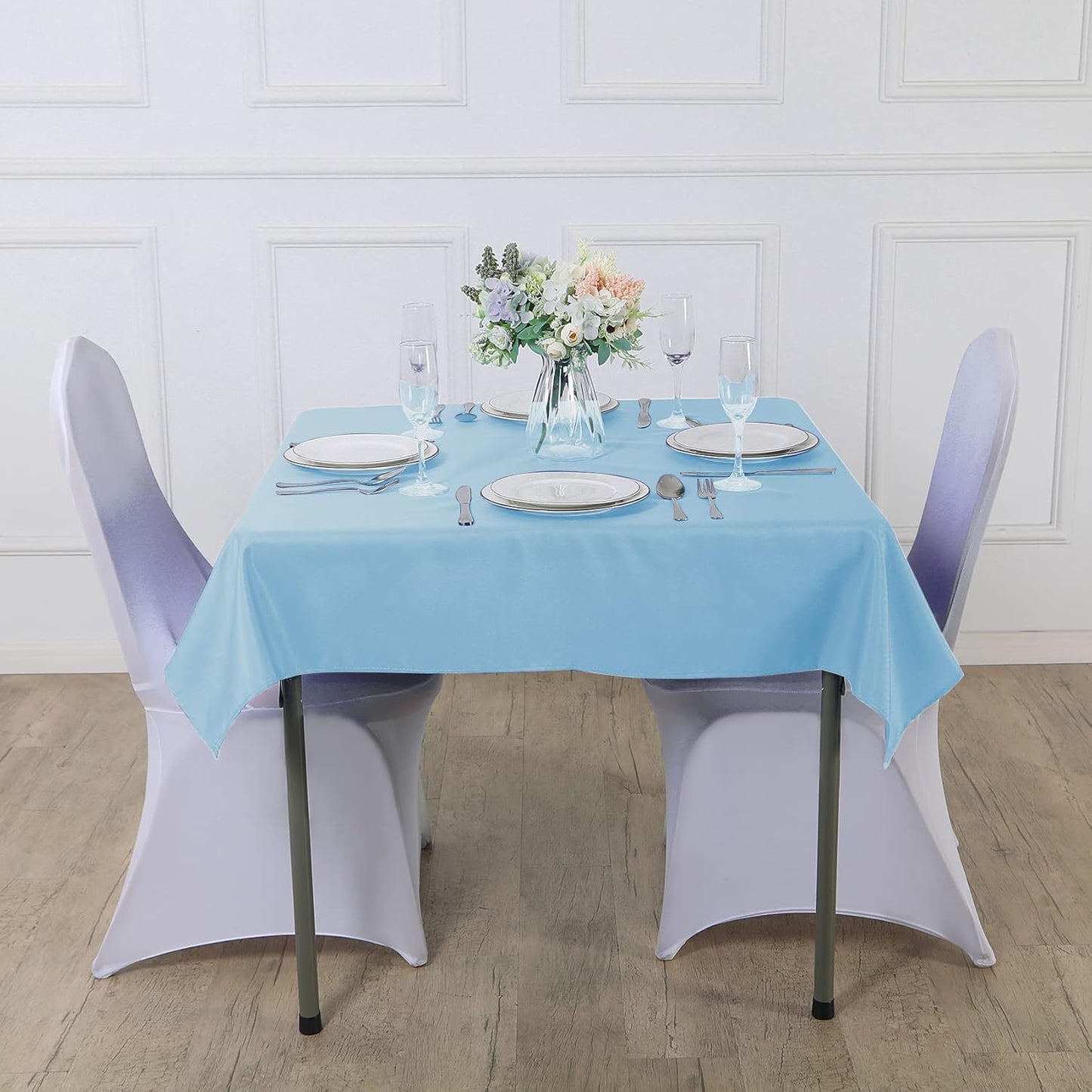 Cupuamon Square Tablecloth 90x90 inch Washable Polyester Fabric Table Cloth for Wedding Party Dining Banquet Decoration（90x90,Blue Mist）