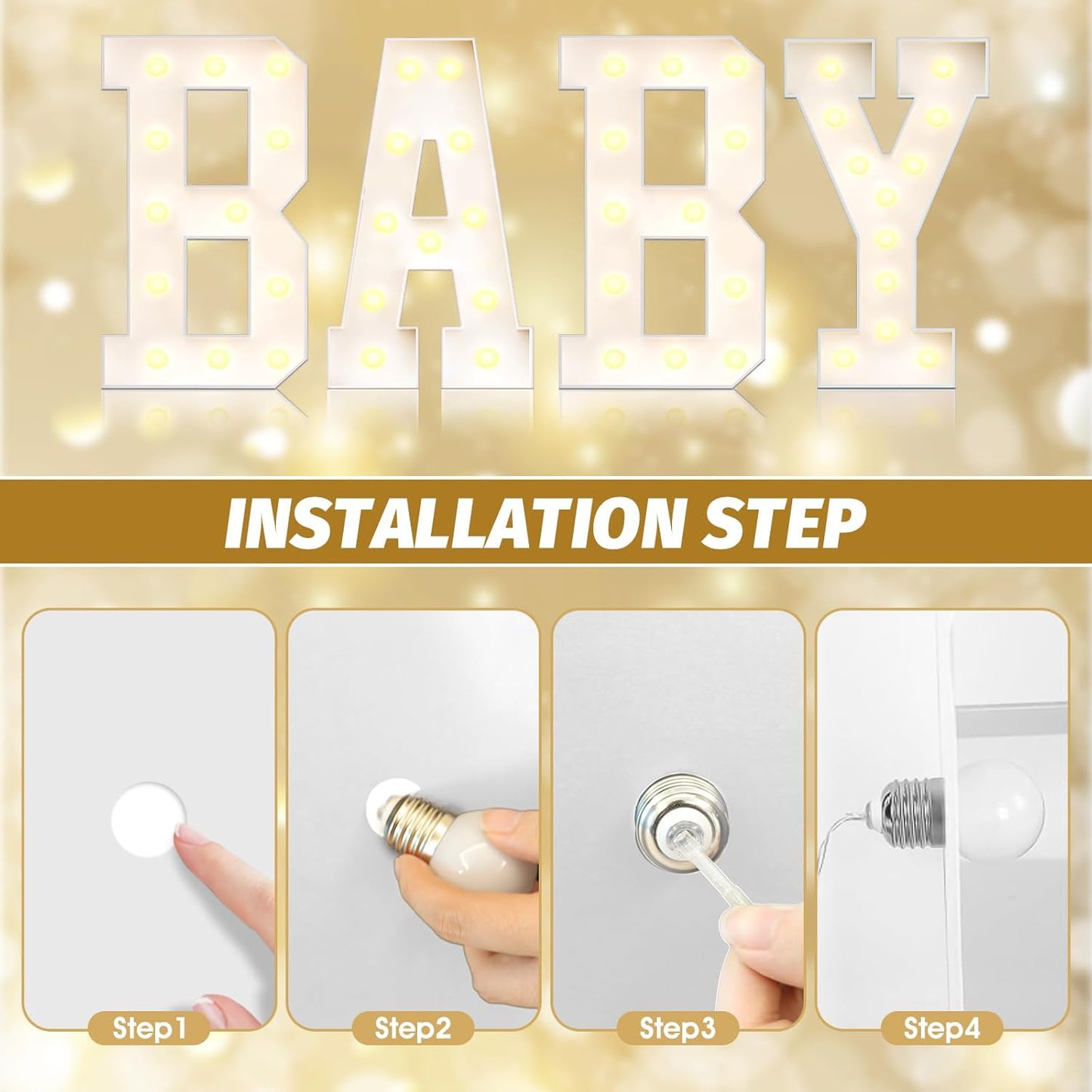 Ledido 4FT Marquee Light Up Letters Large Light Up Letters for Party Decoration, Marquee Letter for Birthday Graduation Baby Shower Wedding, Pre-Cut Foam Board Assembly Required Letter G