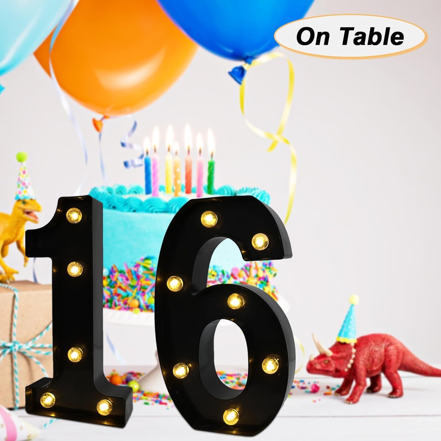 LED Marquee Numbers, 8.58 Inch Led Light Up Numbers for Party, Small Light Up Letters, Battery Powered Lighted Number for Table, Birthday, Night Light, Christmas or Home Decor (Black, Number 1)