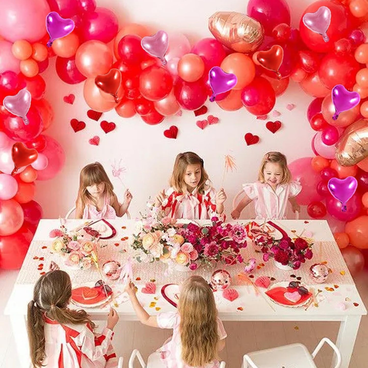 TONIFUL 30Pcs 10 Inch Heart Balloons Valentine’s Day Red Pink Hot Pink Heart Shape Foil Mylar Balloons Decoration for Valentine's Day Wedding Bridal Shower Anniversary Engagement Party Supplies