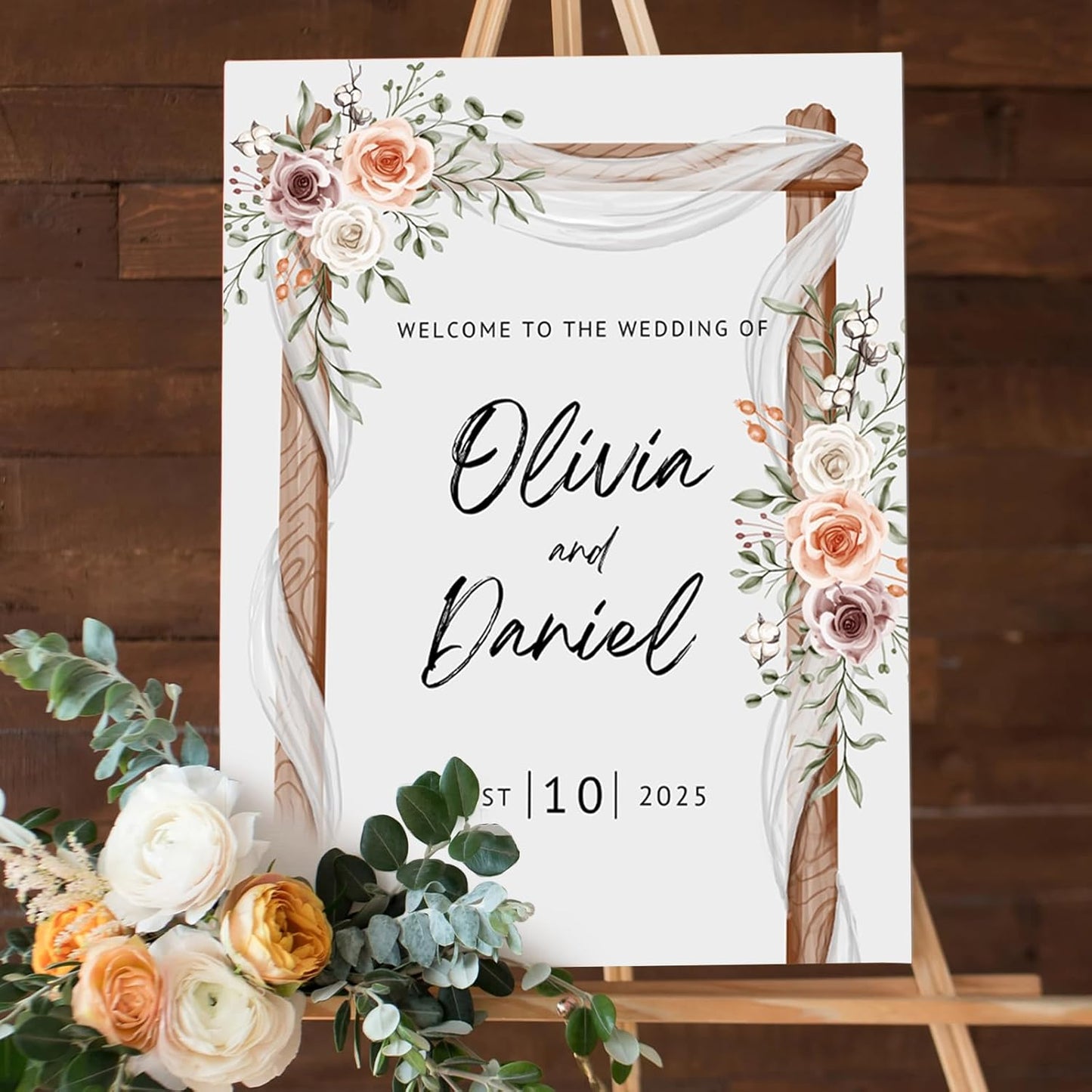 Personalized Welcome Wedding Sign for Celebration Decor, Custom Weddings Reception Signs, Corrugated Plastic for Bride & Groom, Entrance Sign Wedding Canvas, Wall Art for Bridal Party