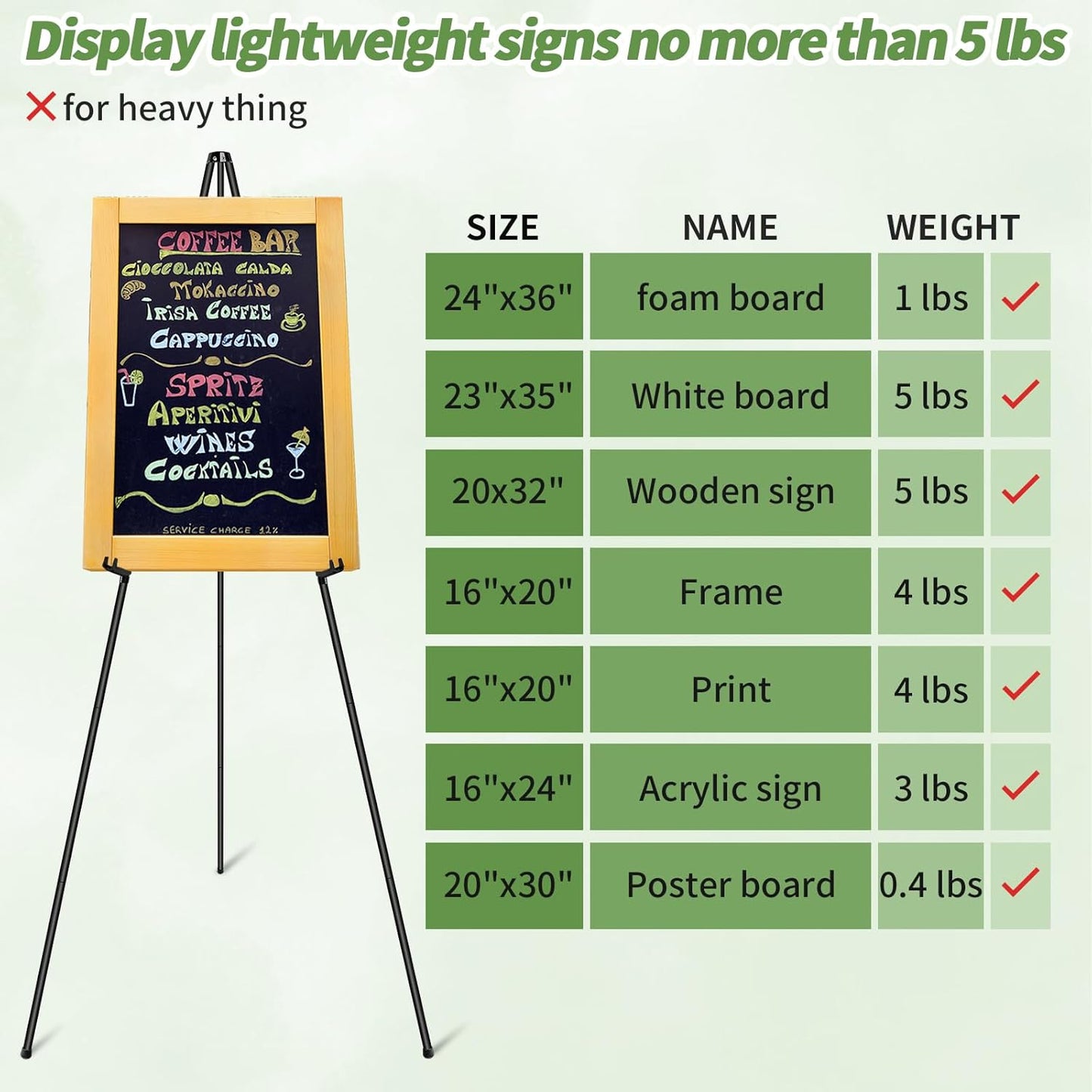 PUJIANG Easel Stand for Signs,63" Easels for Displaying Pictures, Display Easels for Wedding Sign Poster, Metal Floor Standing Easel,Folding Art Easel for Painting, Welcome Sign Stand with Case