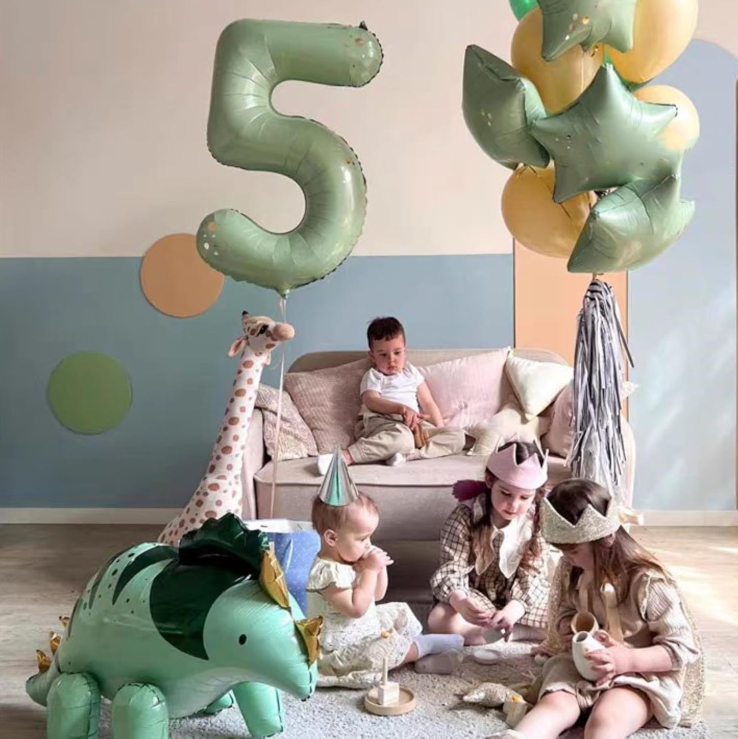 40 inch Olive Green 5 Number Balloons 40 Inch Big Foil Helium Number Balloons 0-9 Jumbo Pastel Pink Digital 5 Happy 5th Mylar Birthday for Girl Anniversary Graduation Princess Party Decoration