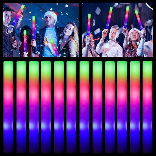 Glow Sticks Bulk - 38 Pcs LED Foam Sticks Glow in the Dark Party Supplies with 3 Modes Flashing Effect, Glow Batons Party Favors for Party Wedding Birthday Concert Halloween Christmas