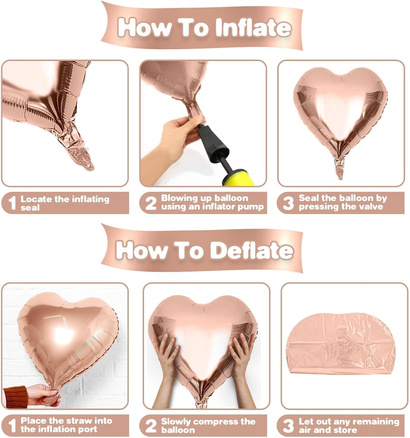 Rose Gold Pink Heart Balloons,12Pcs 18 Inch Pastel Pink Helium Foil Love Heart Shaped Balloons for Wedding Bridal Engagement Party Anniversary Birthday Baby Shower Valentines Day Decorations