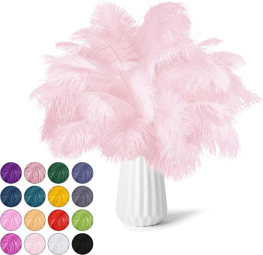 NEWONG 30pcs Light Pink Ostrich Feathers Natural Bulk 9-12inch(23-30cm) Vase Craft Wedding Home Party Centerpieces Christmas Day coquettish Valentine's Day Decoration