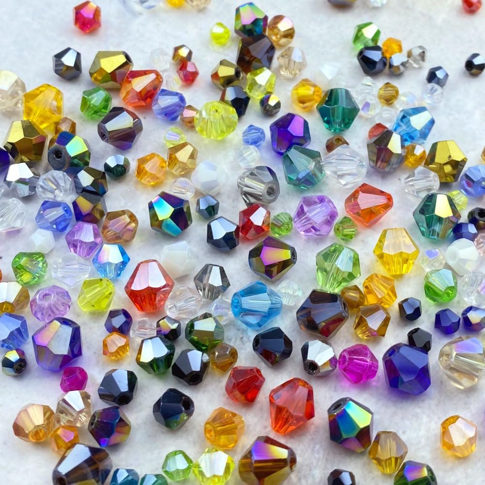 250pcs 6mm Bicone Crystal Glass Beads Loose Spacer Beads Faceted Craft Beads for Jewelry Making DIY Necklace Bracelet Earring Wind Chimes Suncatchers Ornamen(Sapphire AB)
