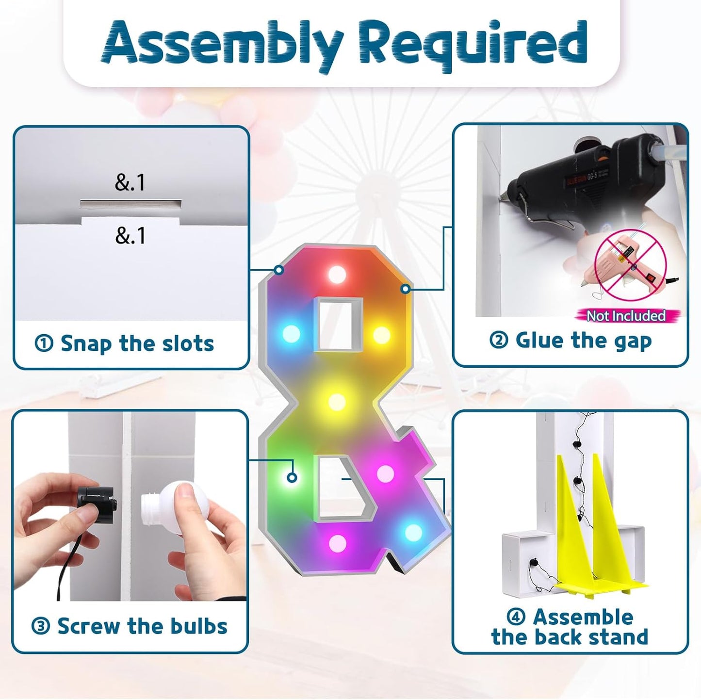 imprsv 3FT Colorful Marquee Light Up Letters &, 18 Colors Large Light up Letters Alphabet Sign with Remote, Big Marry Me Sign, Birthday Party Decorations Baby Shower Anniversary Wedding Decoration