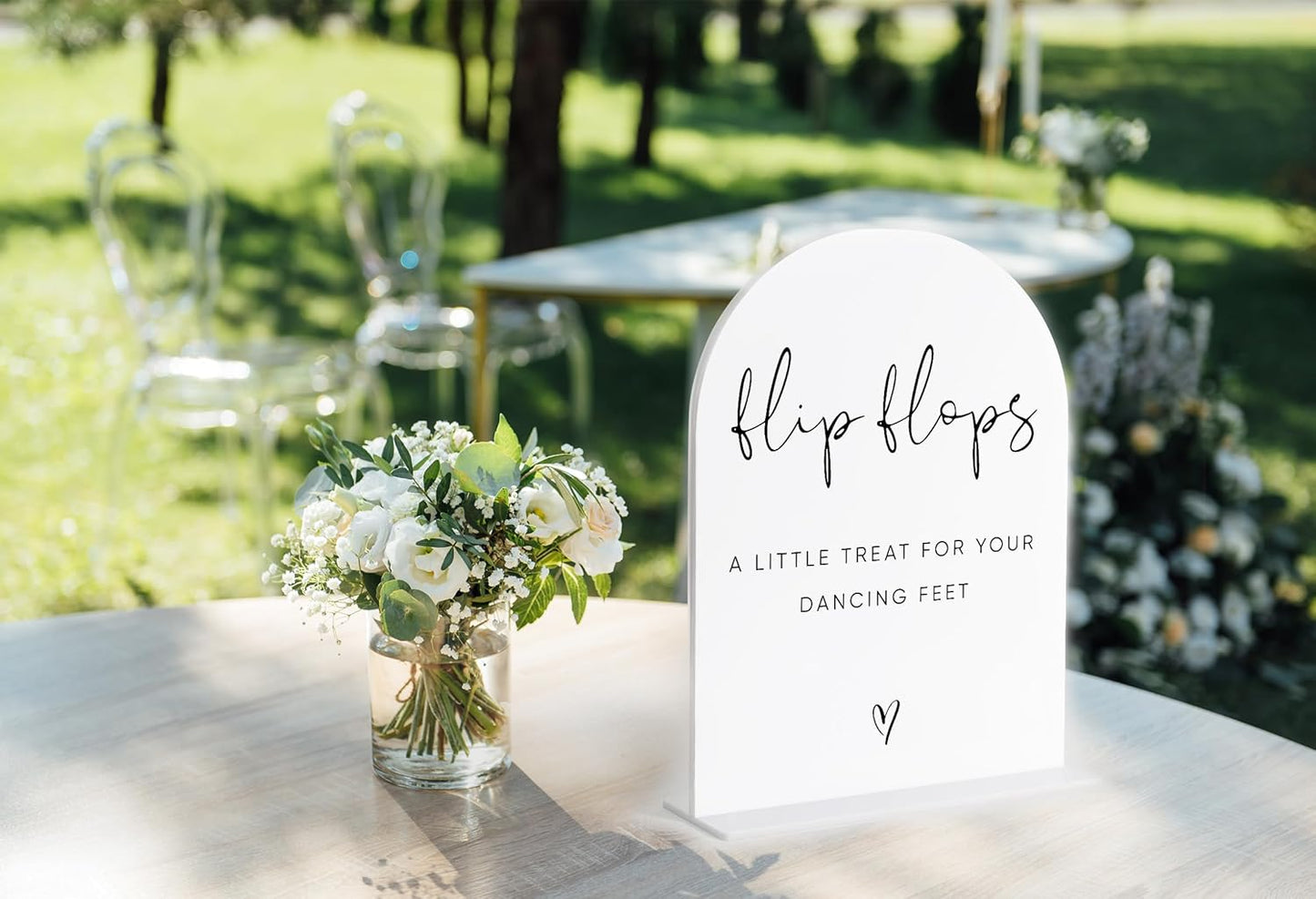 Wedding Flip Flops for Guests Sign, White Arch Acrylic Sign, Wedding Dance Floor Props, Bridal Shower Decor, Engagement Party Decor, Centerpiece Table Decorations Party for Bride and Groom-17