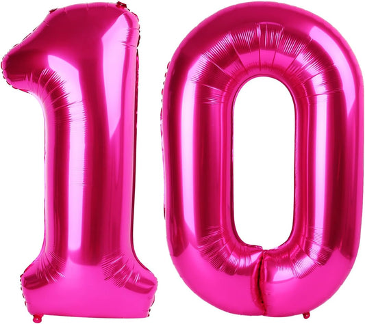 40 Inch Hot Pink 10 Number Balloon
