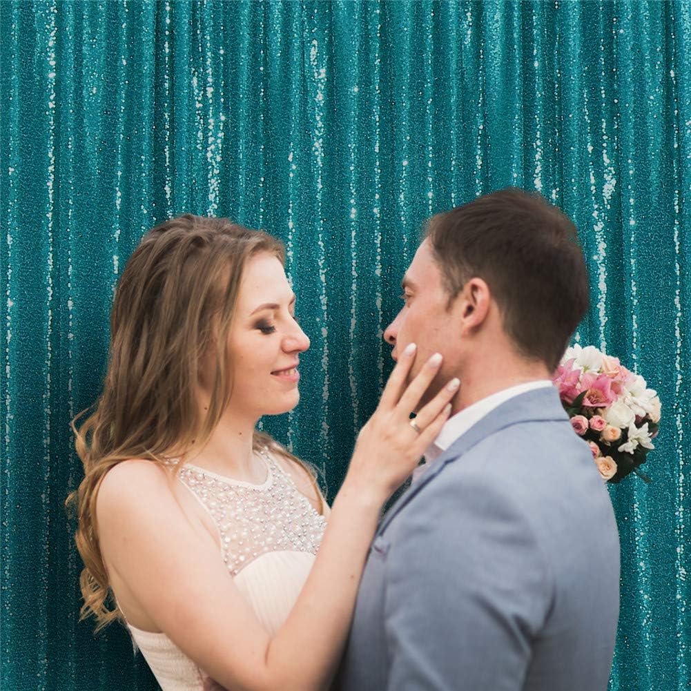 Eternal Beauty Teal Sequin Backdrop, 10x10 Ft Glitter Background Curtains for Shimmer Photography Party Wedding Birthday Back Drop Decor
