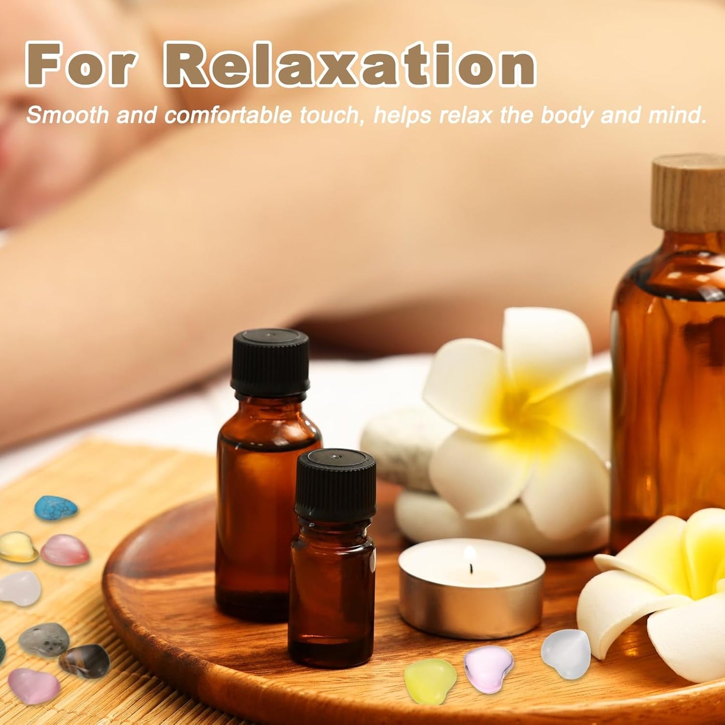 PATIKIL 20 Pcs Natural Heart Shaped Crystal Stone, 0.6 Inch Mini Polished Love Gemstone Crystal, Pocket Rock Engraved Worry Stones for Women Gifts Meditation, Pink Black