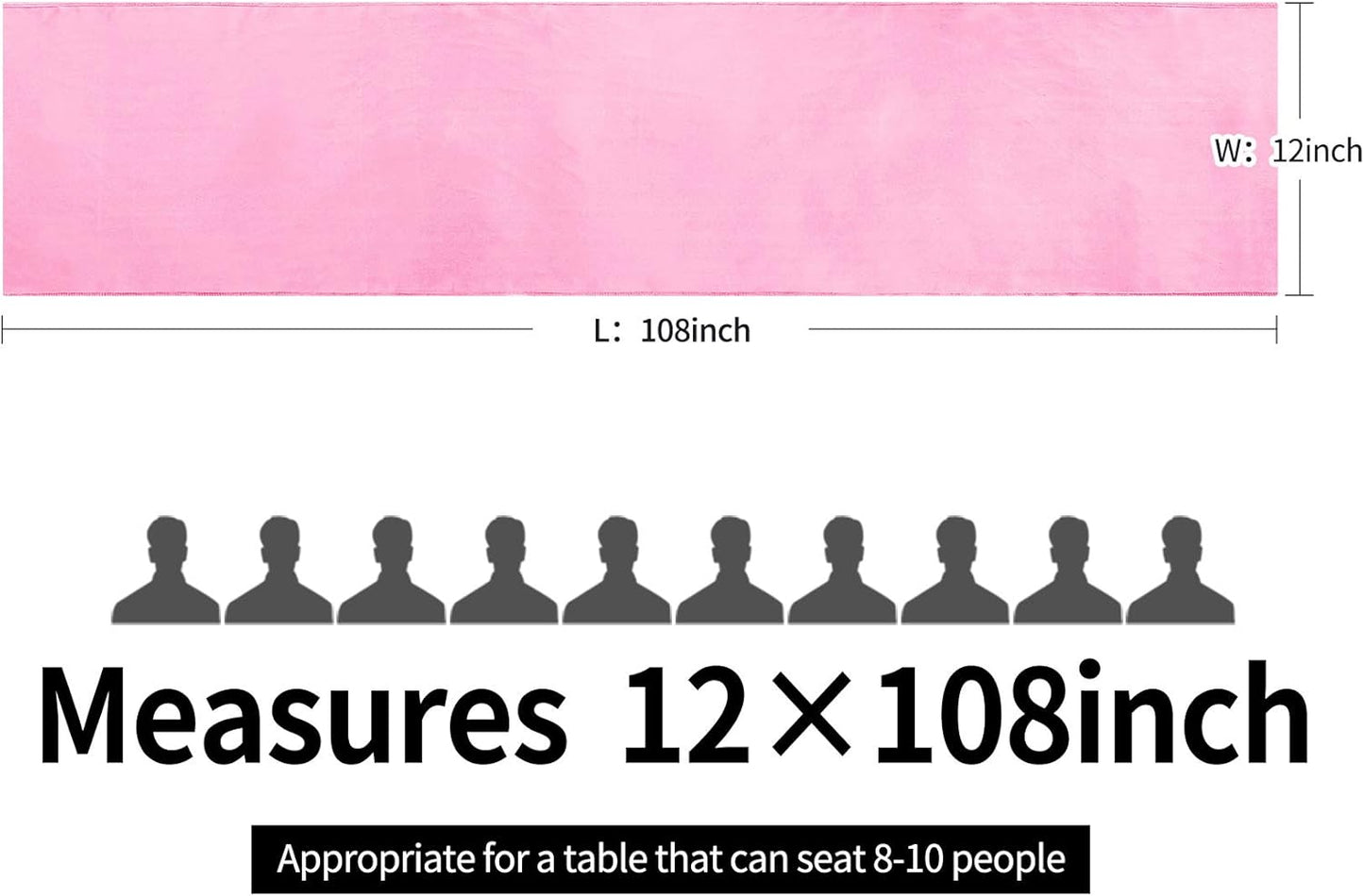 5-Pack Satin Table Runner Pink 12 x 108 inches Long, Table Runners for Wedding, Birthday Parties, Banquets Decorations（5 Pack, 12x108 Inch, Pink）