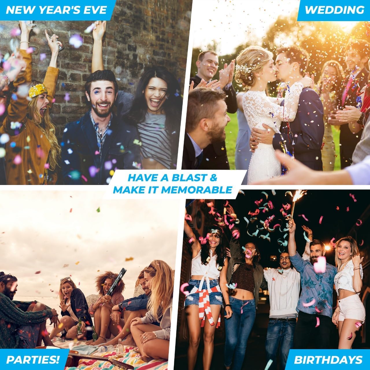 Blue & Gold Confetti Paper - BULK 2.2lbs | 1kg, Biodegradable Tissue Paper, Rainbow Light Weight, Non-Staining Paper, for Events, Crafts, Decorations