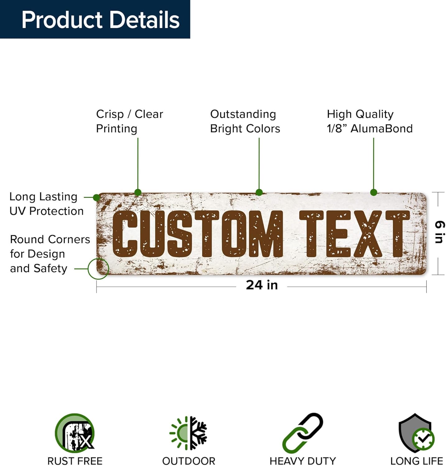 Custom Sign, Custom Street Sign, 11 Font Colors, 13 Font Styles, 4 Hole Options, 22 Sizes, 6x24 Inches, Rust Free DiBound, Fade Resistant, Made in USA by My Sign Center (Rustic)