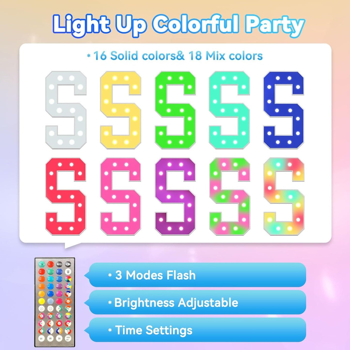 Ledido 4FT Marquee Light Up Letters, 34 Colors Changing Marquee Letter 4 Feet Tall with Remote, Big Letters for Party Wedding Graduation Birthday Decorations, Large Light Up Letter D