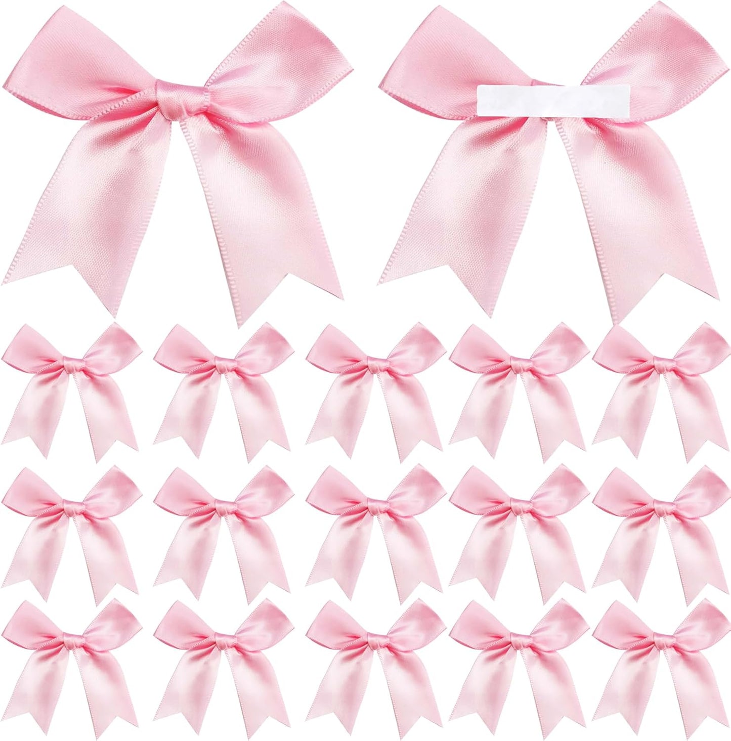 50 Pieces Gift Wrap Bows Premium Satin Ribbon Bows 3.3 Inch Craft Bows for Gift Wrapping DIY Treat Bags Holiday Gifts Bag Party Decorations, Wedding Decor Christmas Birthday Presents (Light Pink)