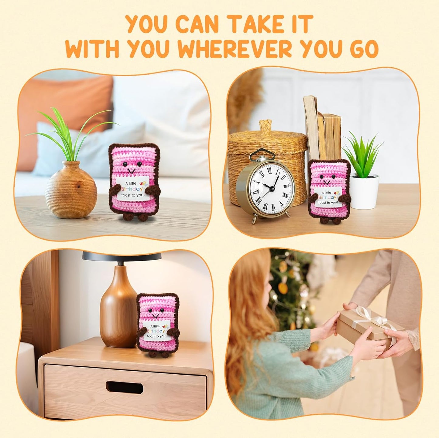 Handmade Crochet Toast Bread-Adorable Gift for Food Lovers!Birthday Present for Bakers & Breakfast Enthusiasts,Cozy Emotional Support Gift,Custom Crochet Doll for Men and Women Who Love Bread