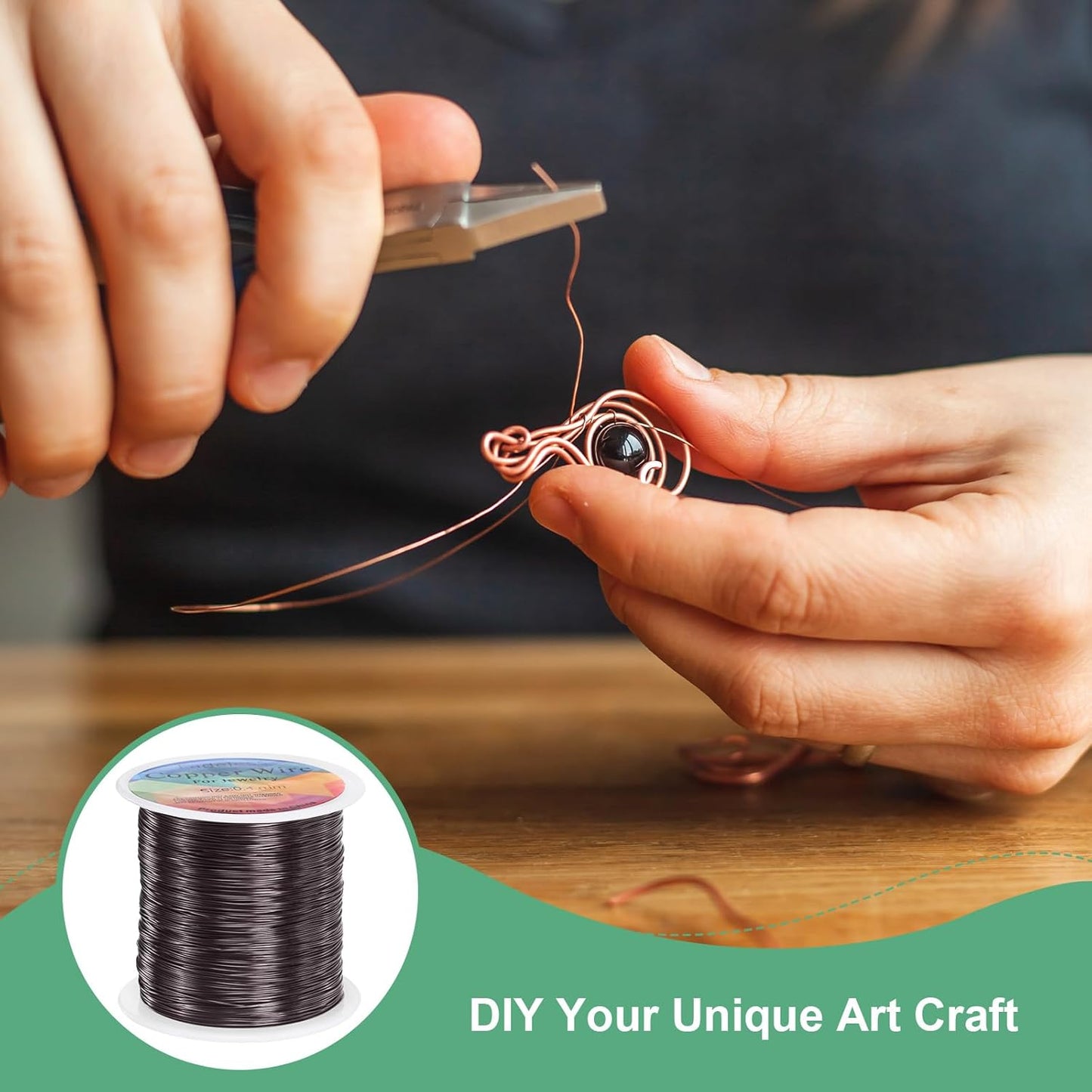 2-Rolls 0.4mm Jewelry Wire, 26 Gauge 328FT Craft Wire Copper Beading Wire for Jewelry Making/Planting/Weaving/DIY Crafting, Soft Metal Wires [100M, Metallic Black]