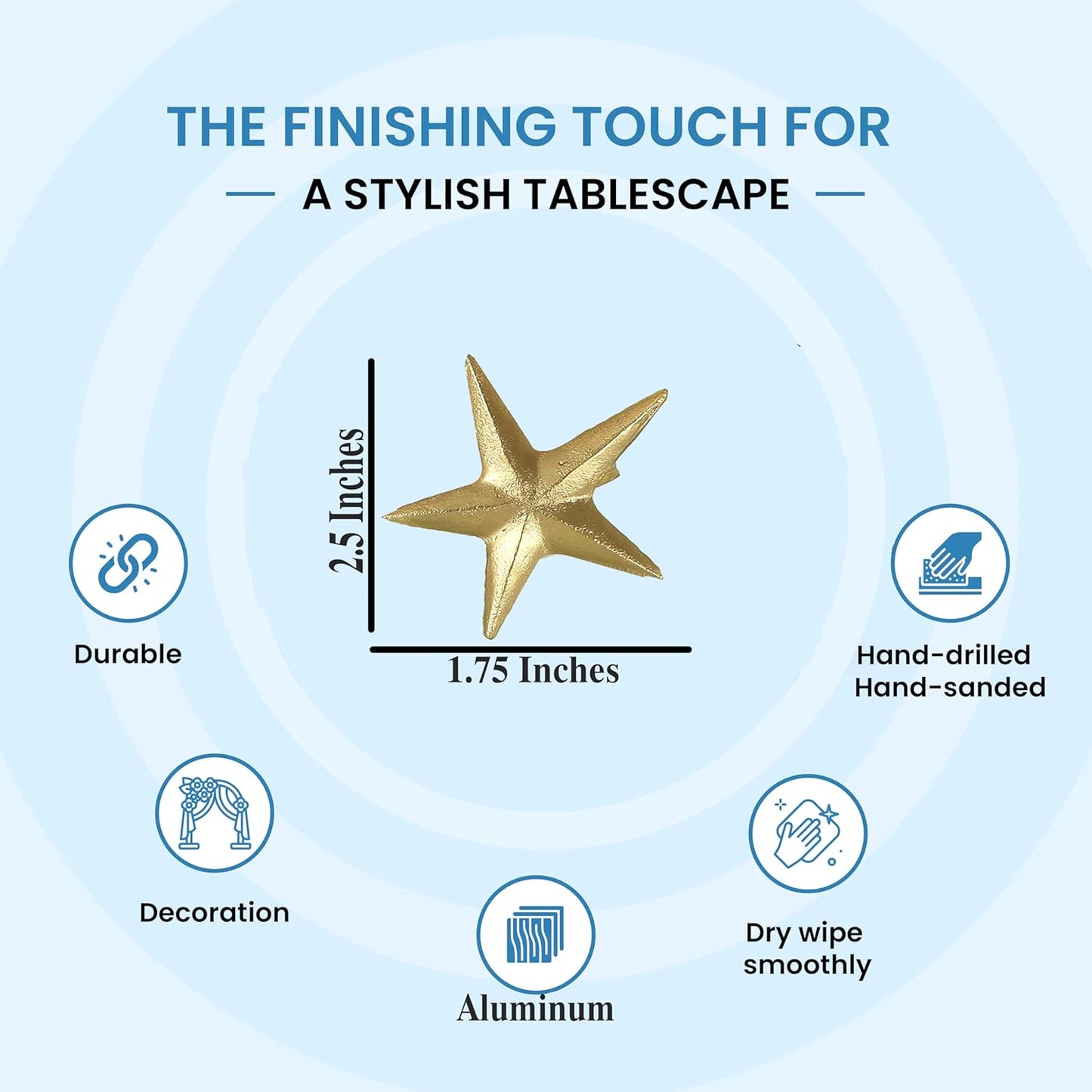 Napkin Rings Set of 12, Star Shaped Napkin Holder, Metal Serviette Rings, Gold Napkin Rings, Farmhouse Table Accessories for Dining Table, Weddings, Parties & Home Décor, Durable - ALPHA Living HOME