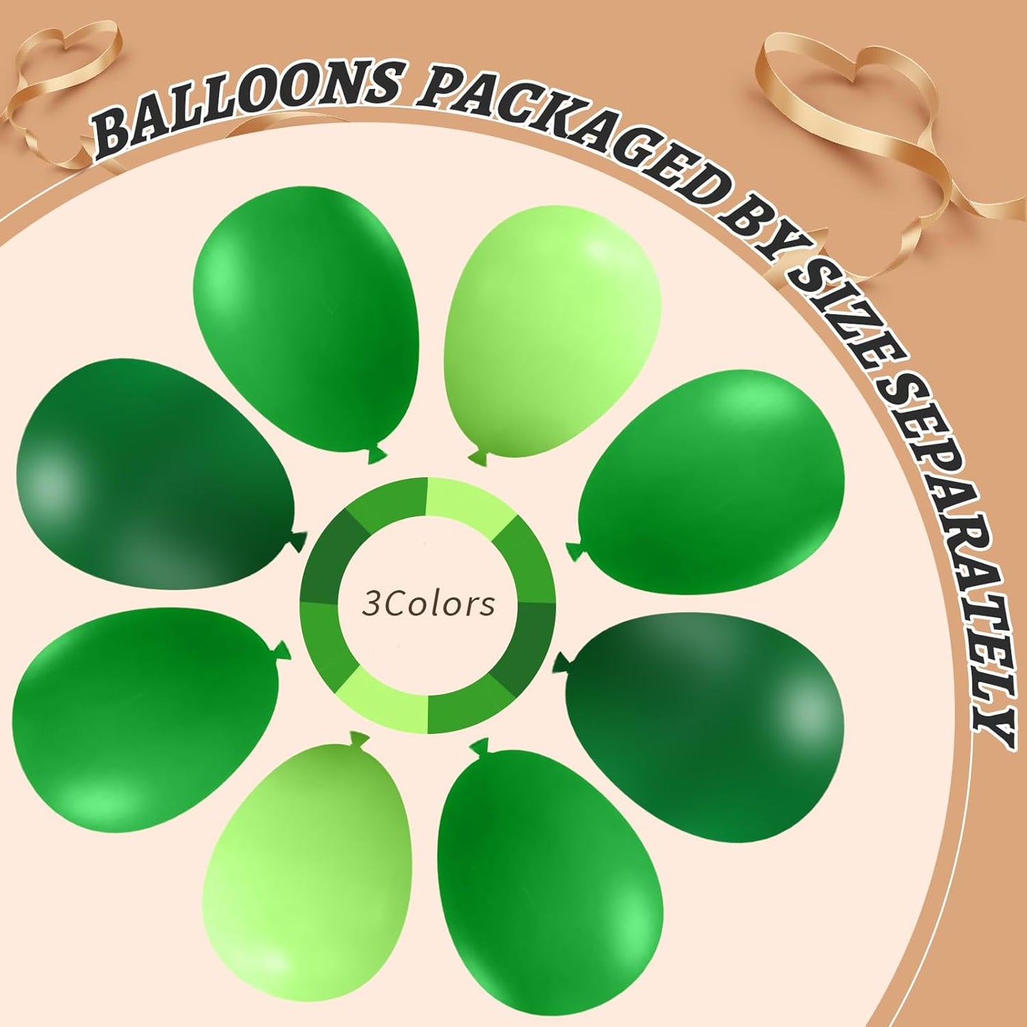 412pcs Green Balloon Garland Arch Kit, 18 12 10 5 inch Different Sizes Balloons for Green Jungle Forest Themed Birthday Party Decorations