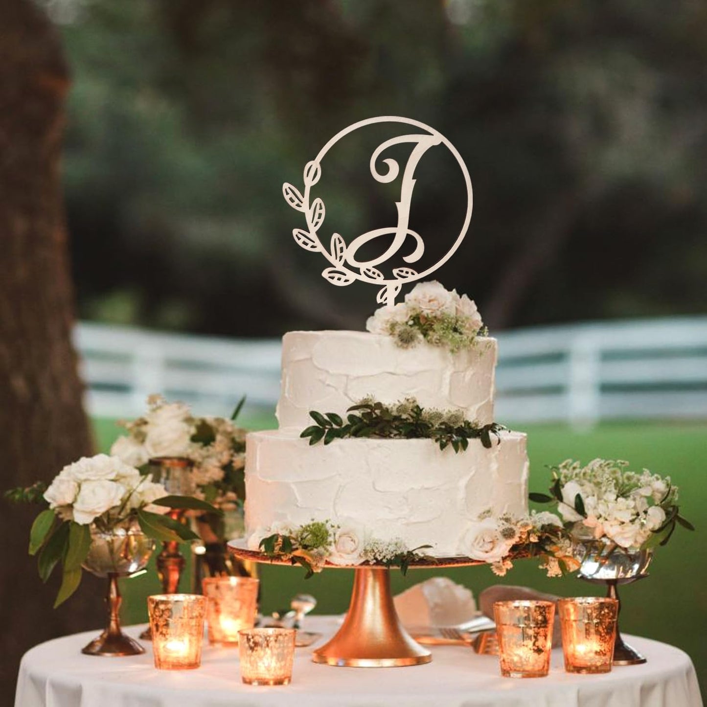 LINGTEER Personalized Inital Letter I Wooden Cake Topper Perfect for Birthday Rustic Wedding Anniversary Party Keepsake Decoration