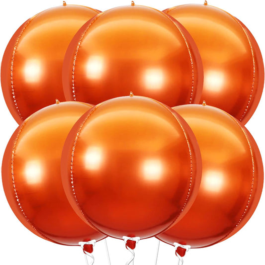 KatchOn, Orange Mylar Balloons - Big, 22 Inch, Pack of 6 | 4D Foil Metallic Balloon for Orange Party Decoration | Basketball Party Decorations | Thanksgiving, Fall Decor for Home | Halloween Decor