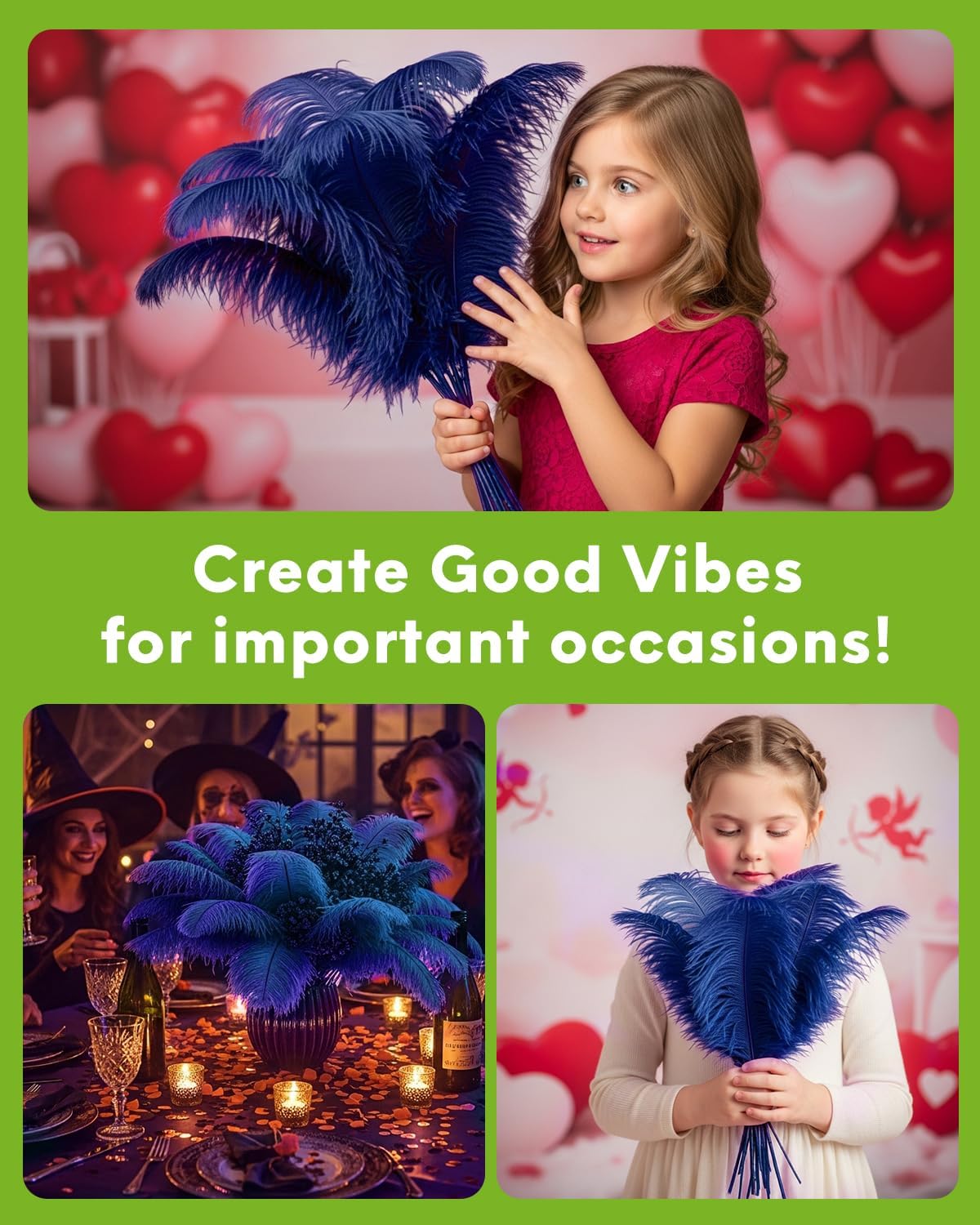 NEWONG 30pcs Navy Blue Ostrich Feathers Natural Bulk 9-12inch(23-30cm) Vase Craft Wedding Home Party Centerpieces Christmas Day Decoration