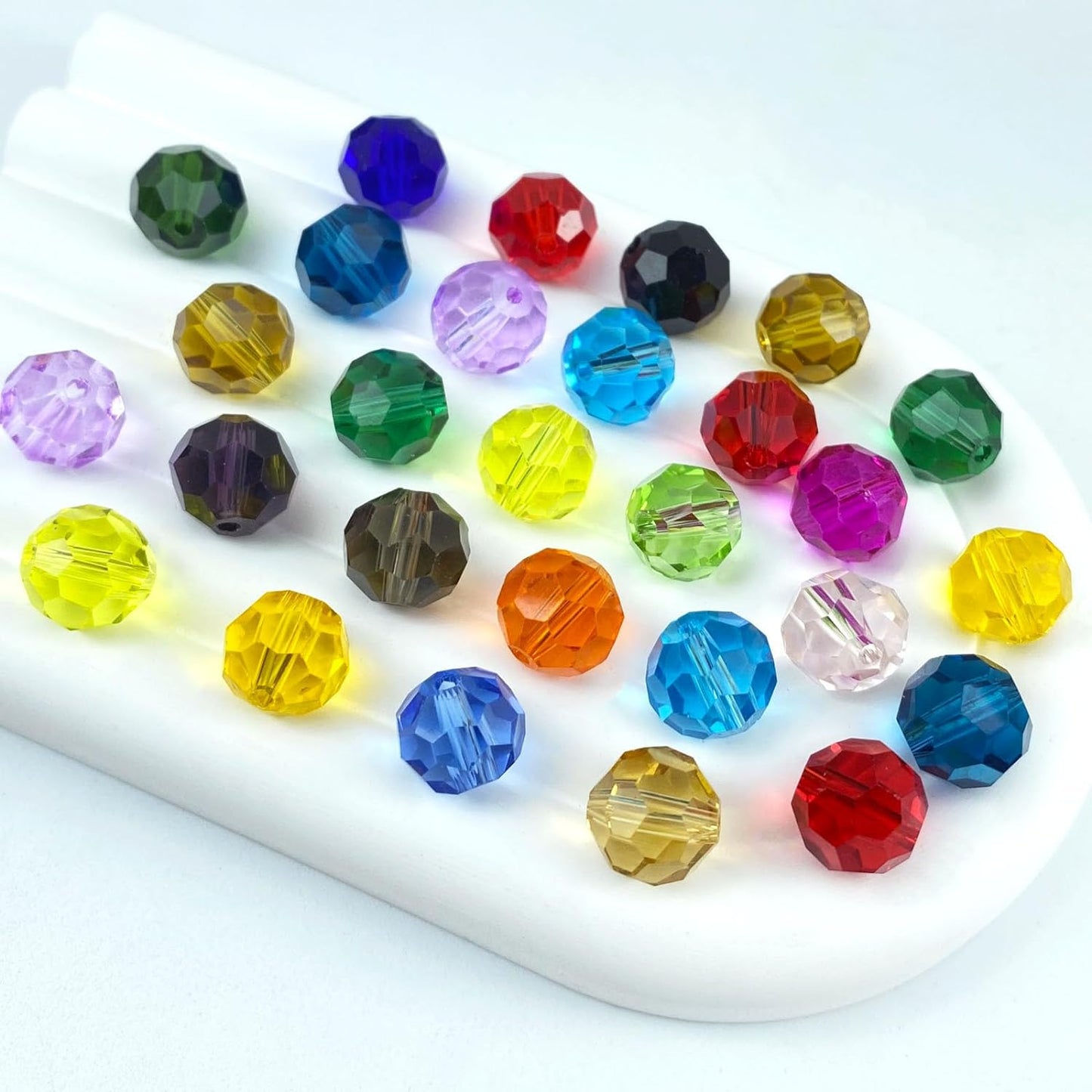 200 PCS 6mm Crystal Glass Beads Round Multiple Faceted Loose Spacer Glass Beads for DIY Handcrafte Bracelet Necklace Earring Jewelry Making(Multicolor)