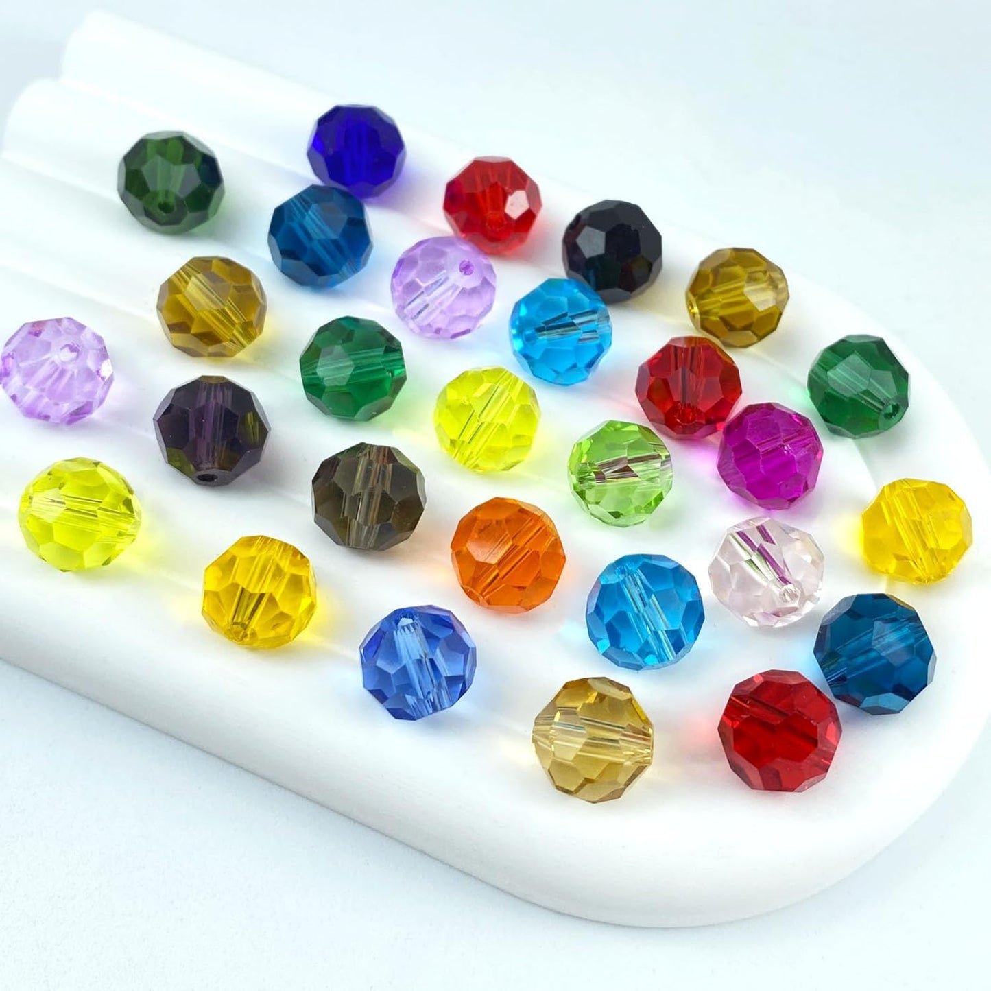 50 PCS 10mm Crystal Glass Beads Round Multiple Faceted Loose Spacer Glass Beads for DIY Handcrafte Bracelet Necklace Earring Jewelry Making(Multicolor)