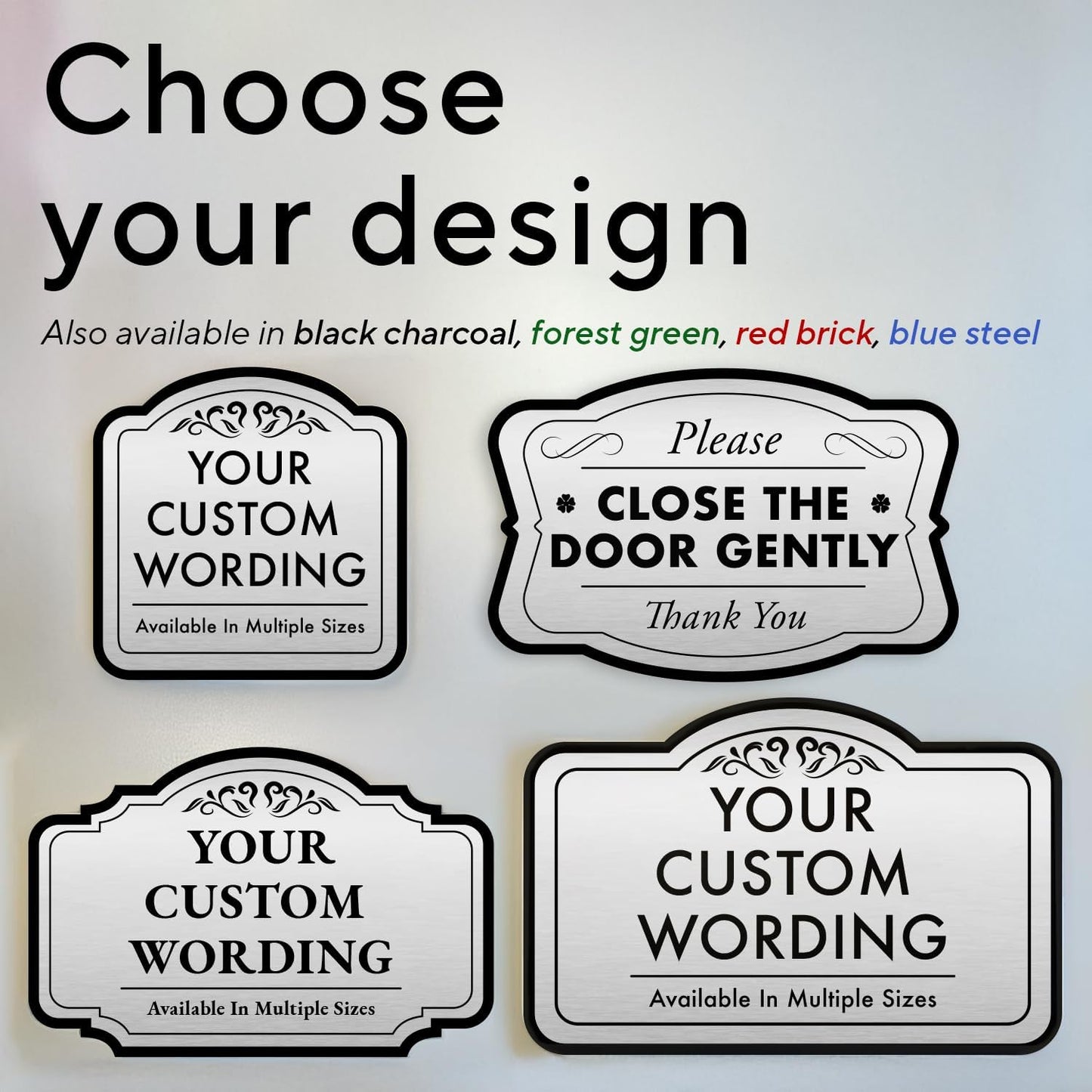 Design 24x18 In Metalic Silver Decorative Outdoor Personalized Aluminum Driveway Signs, Custom Waterproof Made In USA