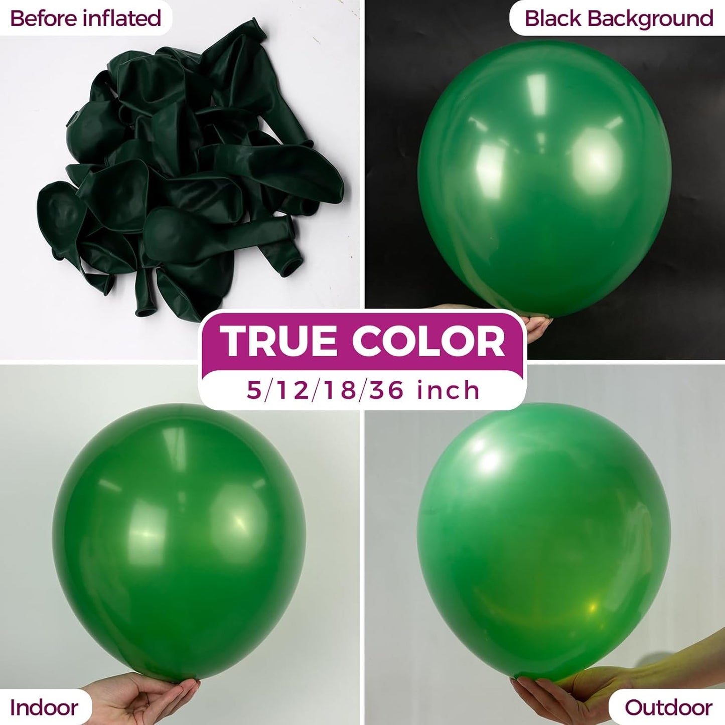 Bezente Dark Green Giant Balloons 36 Inch - 8 Pack Jumbo Green Balloons Large Round Emerald Green Latex Balloons for Bridal Shower Christmas St. Patrick's Day Jungle Safari Theme Party Decorations