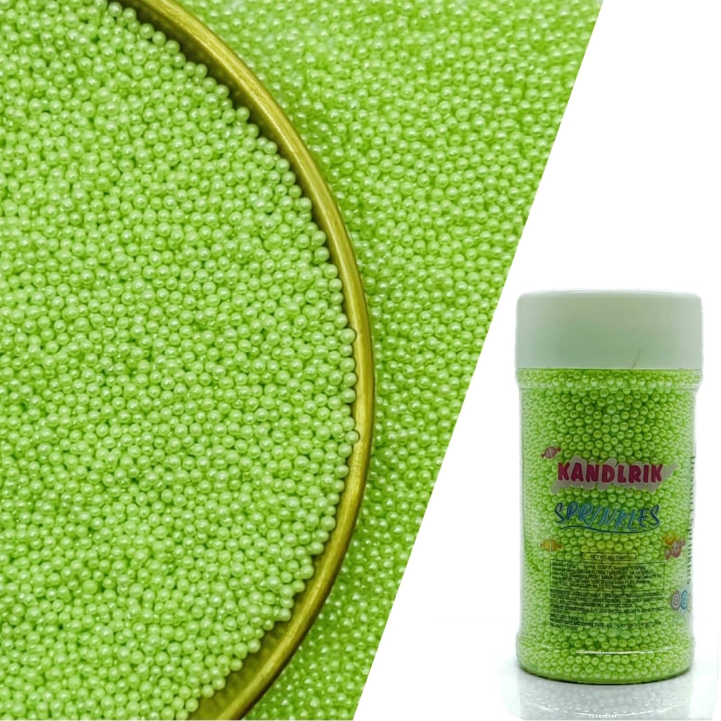 Edible Light Green Sprinkles Candy 2mm Mini Pearls Cake Decorations Cupcake Toppers Cookie Decorating Perfect for Wedding Party Valentine Halloween Christmas Supplies 3OZ