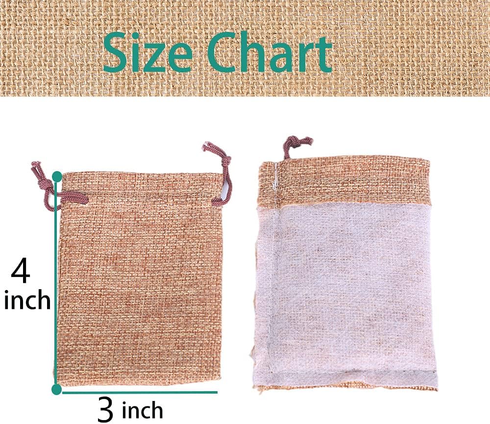 LYSXP 50PCS Burlap Bags with Drawstring，3x4 Inch Drawstring Gift Bag Jewelry Pouches for Wedding Party Favors, DIY Craft Christmas Presents