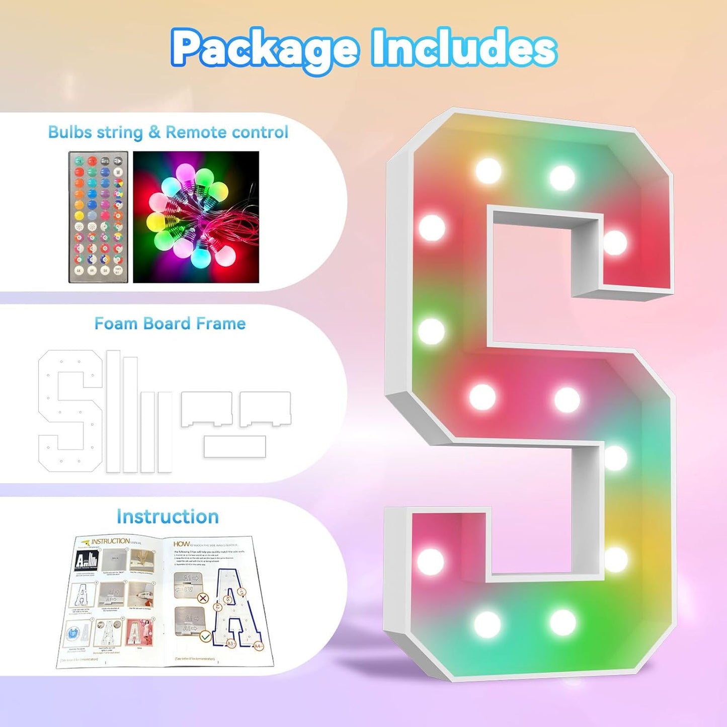 Ledido 4FT Marquee Light Up Letters, 34 Colors Changing Marquee Letter 4 Feet Tall with Remote, Big Letters for Party Wedding Graduation Birthday Decorations, Large Light Up Letter H