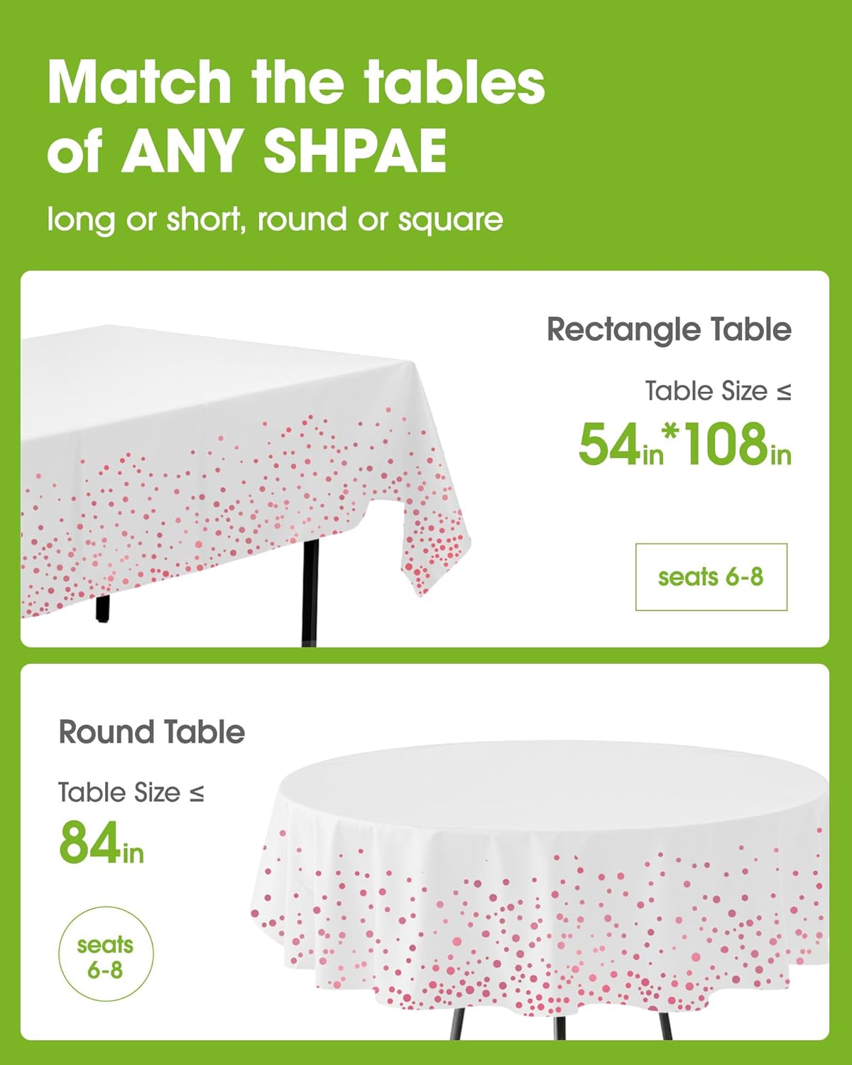 Pureegg Plastic Table Cloth Disposable 10 Pack, 54 x 108 Inch Table Cloths, Graduation Decorations of 2025, Graduation Tablecloths, Rectangle, Plastic Cover, Leakproof & Sturdy, White and Rose Gold