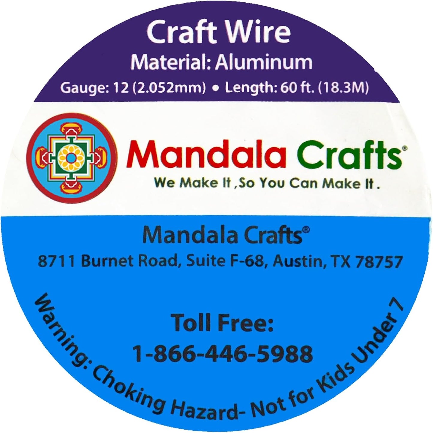 Mandala Crafts 12 Gauge Anodized Aluminum Craft Wire for Jewelry Making - 60 FT Colored Flexible Turquoise Wire - Bendable for Bonsai Armature Crafting Sculpting