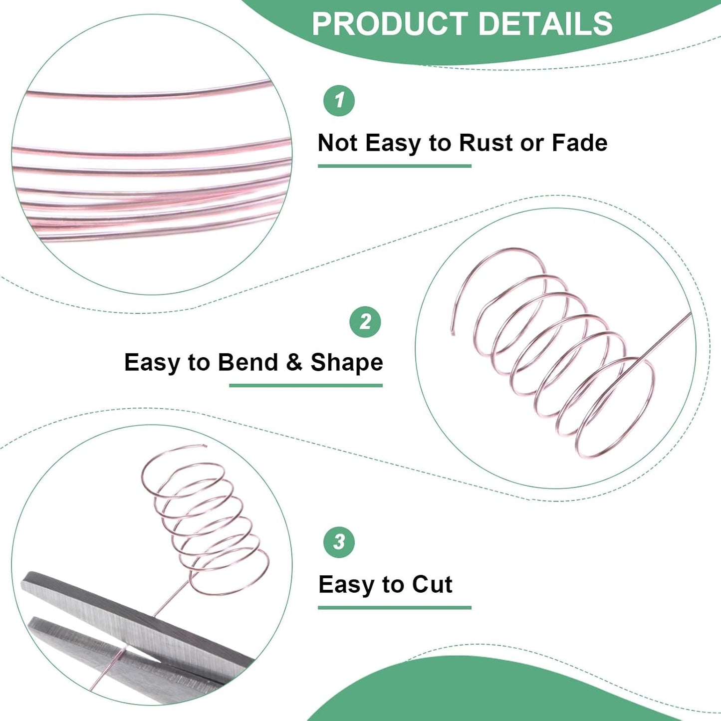 2-Rolls 0.3mm Jewelry Wire, 28 Gauge 328FT Craft Wire Copper Beading Wire for Jewelry Making/Planting/Weaving/DIY Crafting, Soft Metal Wires [100M, Rose Golden]