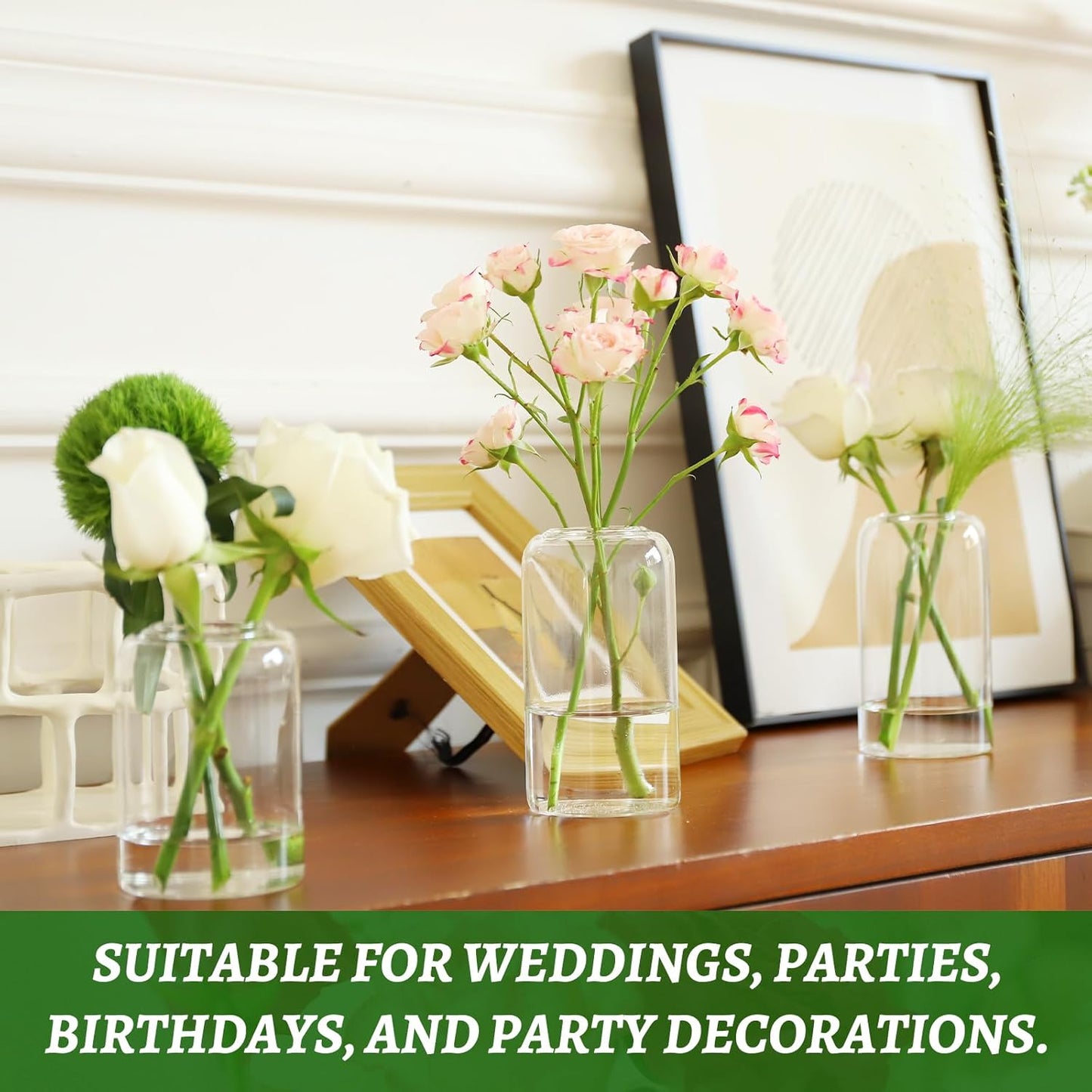 Glass Bud Vases Set of 24, Clear Flower Vase for Centerpieces, Small Vases for Flowers, Decor Centerpiece for Bathroom, Decorative Vases for House Warming