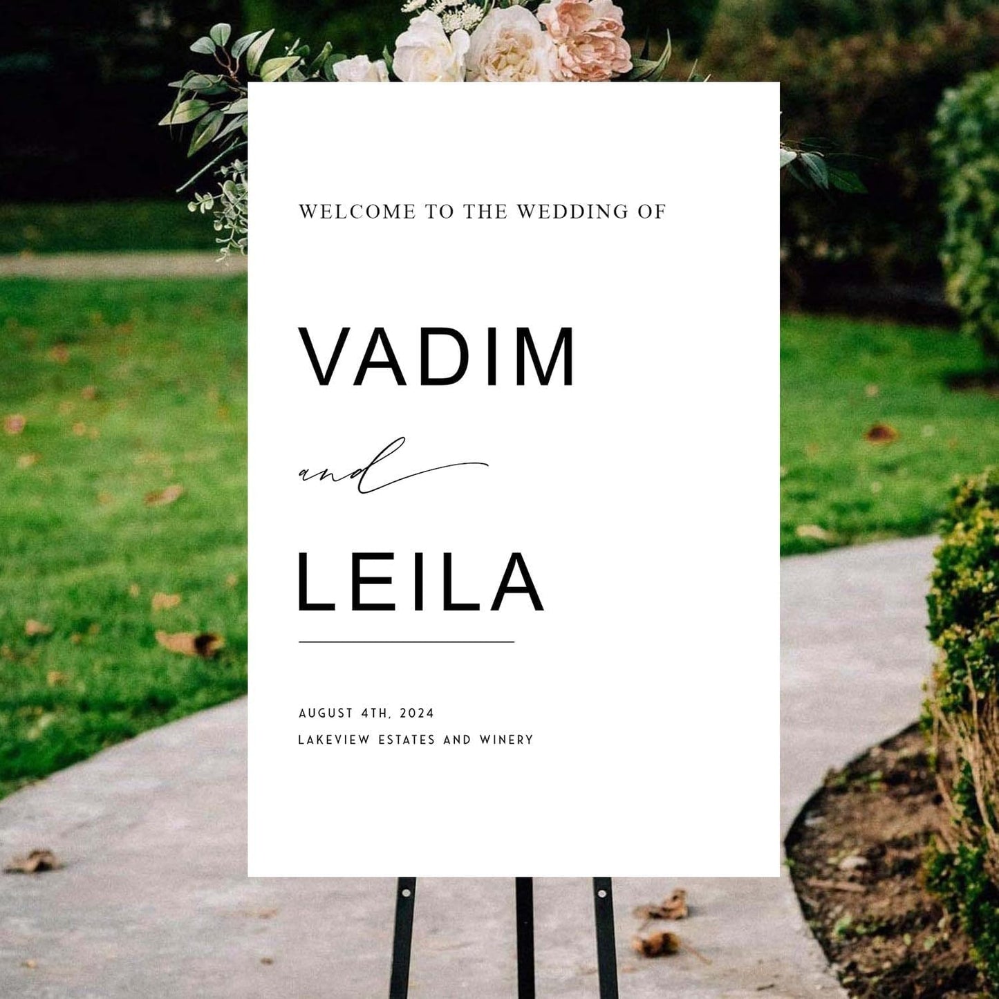 Minimalist Script Modern Wedding Welcome Signs, Welcome Sign Wedding, Customized Wedding Welcome Sign, Custom Wedding Welcome Sign