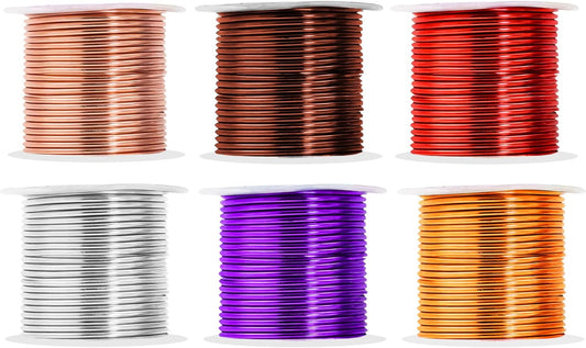Mandala Crafts 13 Gauge Anodized Aluminum Craft Wire for Jewelry Making - 300 FT Colored Flexible Silver Copper Purple Gold Brown Red Wire - Bendable for Bonsai Armature Crafting Sculpting